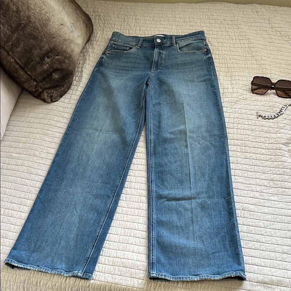 NWT Paige Sasha high-rise, wide leg jeans, medium wash 29β anthro Evereve - Picture 2 of 11